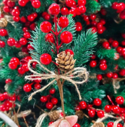 Christmas Artificial Berry &amp; Pine Needle Stems