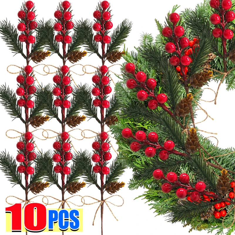 Christmas Artificial Berry &amp; Pine Needle Stems