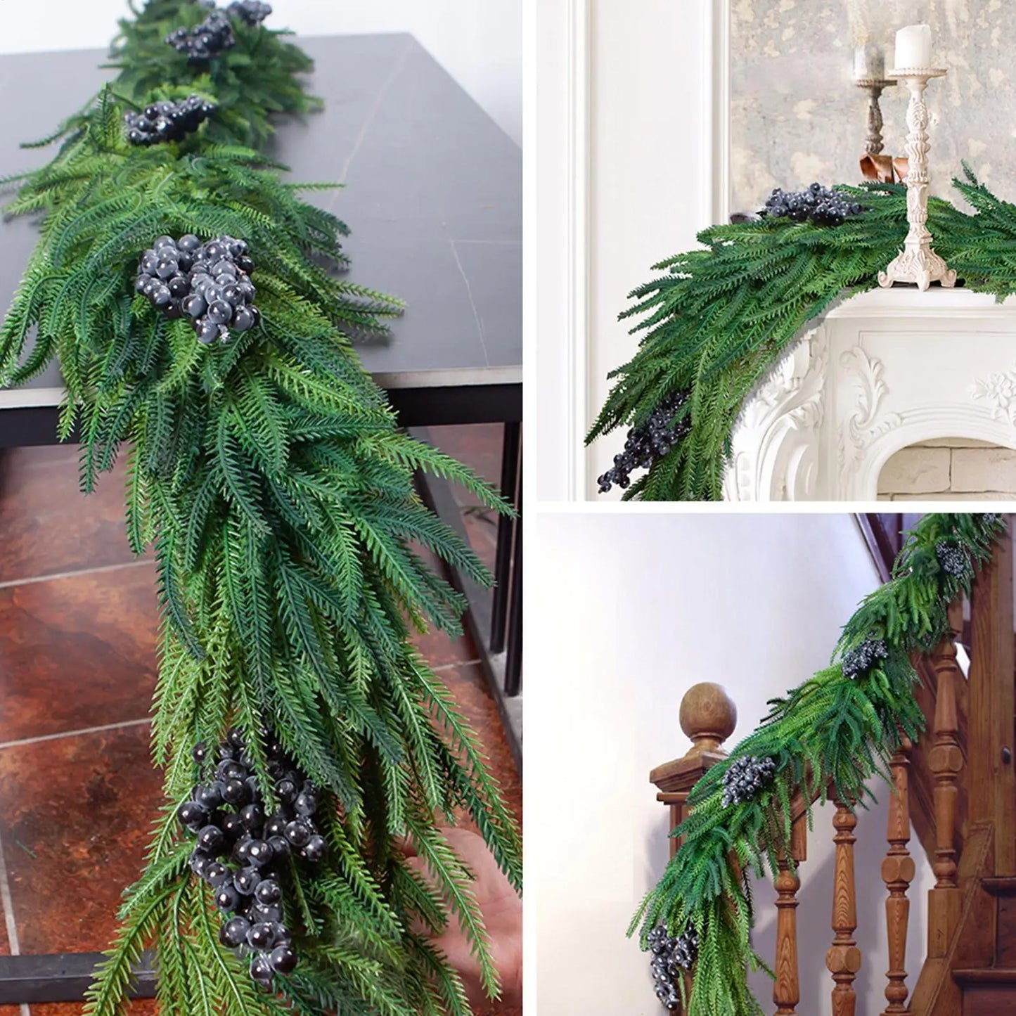 Artificial Greenery Garland with Berries – 70 in