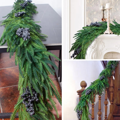 Artificial Greenery Garland with Berries – 70 in