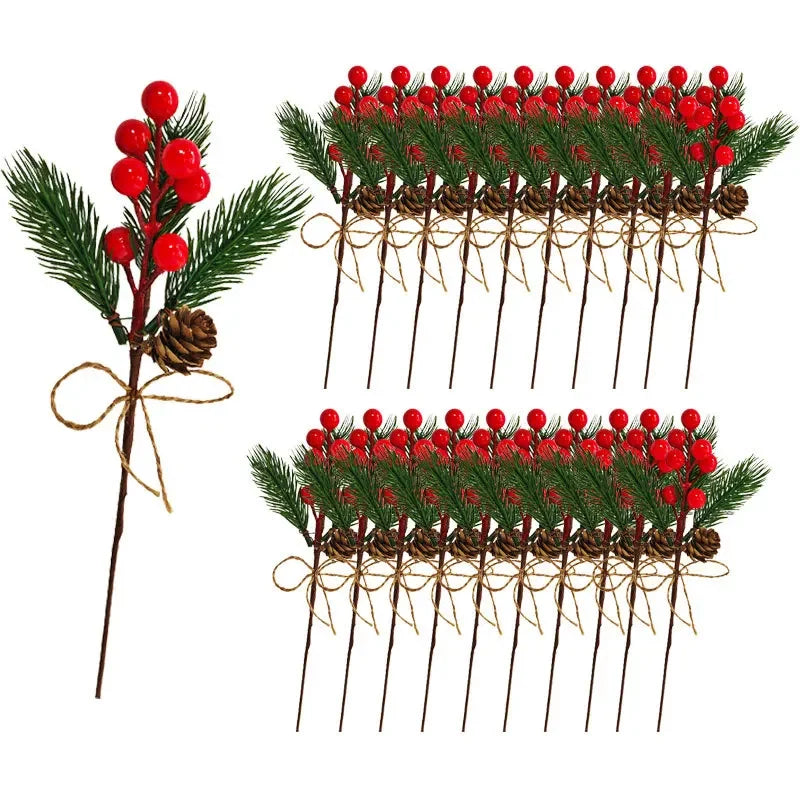 Christmas Artificial Berry &amp; Pine Needle Stems