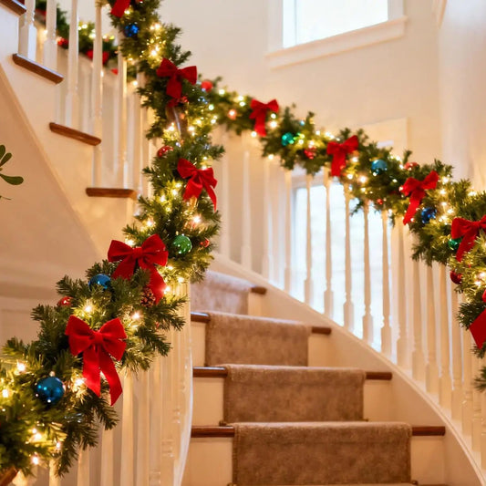 6 Ft Christmas Real Touch Cedar Garland with LED Lights